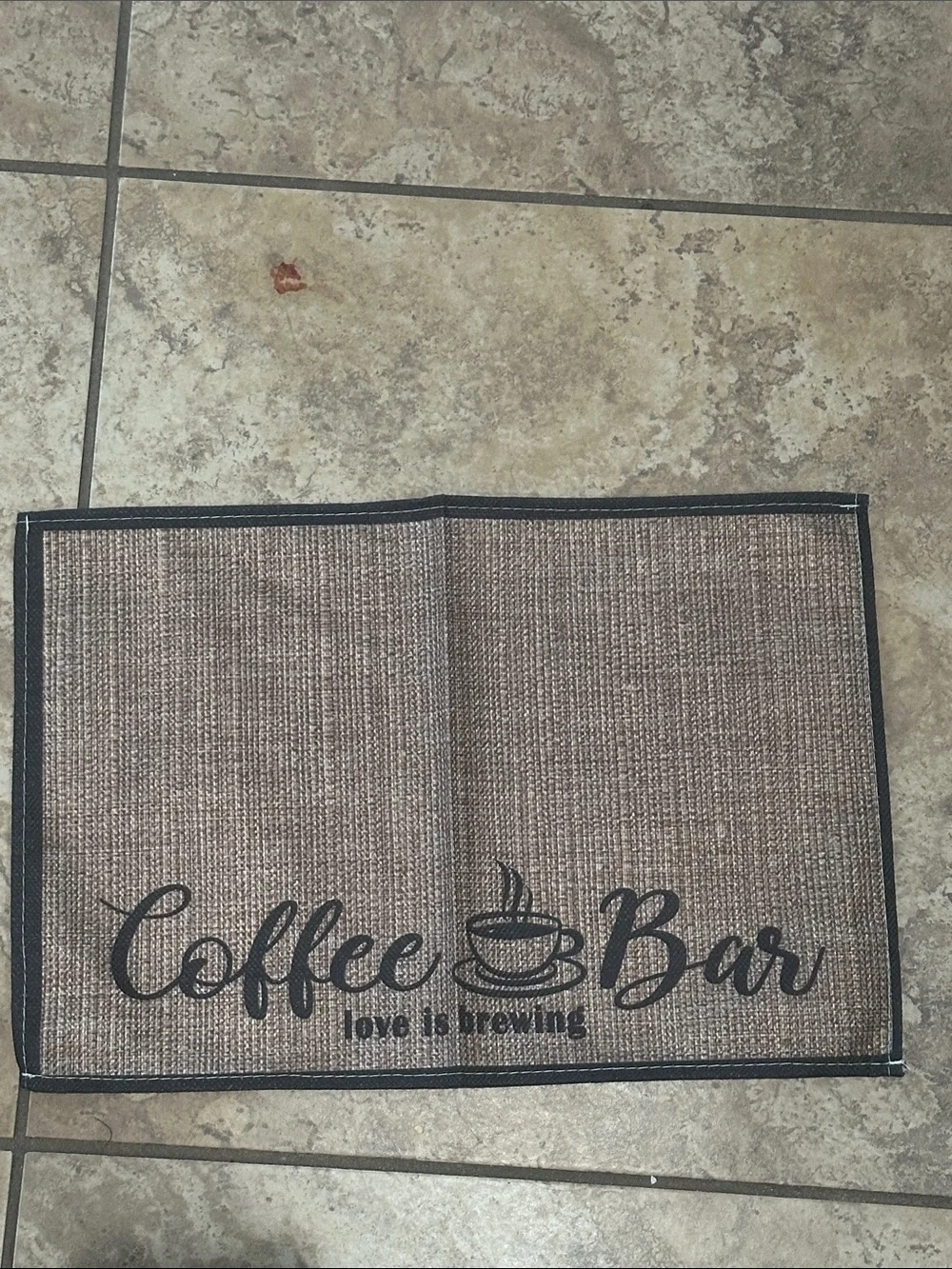 Coffee Bar Mat - Brown with Black Script